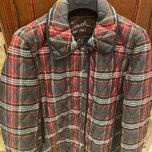 Coach Plaid quilted puffer coat — NWOT
